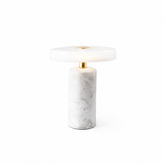 JupiGlow Glass and Stone Mushroom Table Lamp, Touch-Control Dimmable LED Desk Light, 6–10W AC Lighting for Foyers and Bedrooms