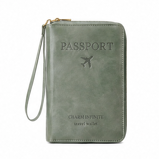 JupiGlow RFID Blocking Passport Holder, PU Travel Wallet with Zipper, Wrist Strap, Card and Ticket Storage in 8 Color Options