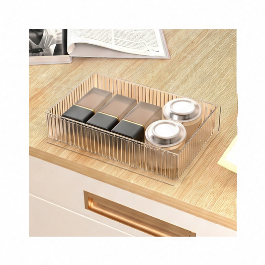 JupiGlow Stackable Pantry Bin, Transparent PET Multi-Compartment Drawer Organizer in XL, L, M and S Sizes for Kitchen Storage