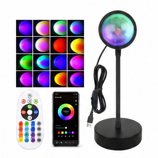 JupiGlow Smart USB Sunset Projection Lamp with App and Remote Control, 20cm