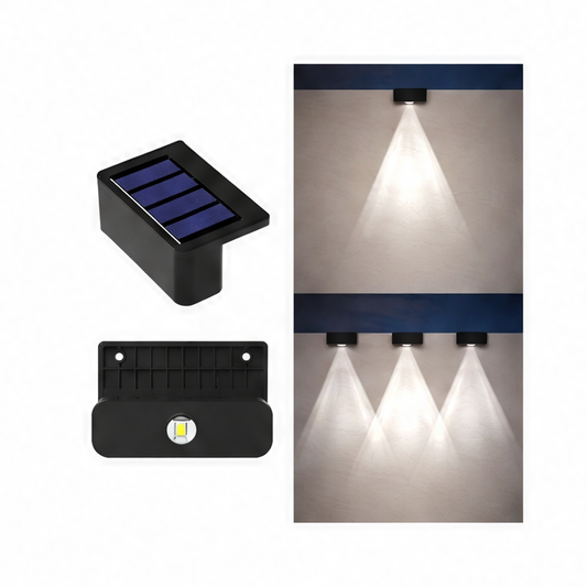 JupiGlow Solar Fence Lights, ABS LED Wall Lamps with Automatic Sensor, 1 or 4-Pack, Warm White or White Light for Steps and Garden