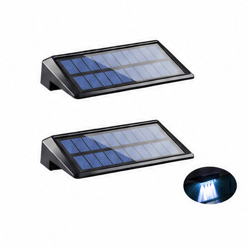 JupiGlow Dimmable Solar LED Fence Wall Lights, 2-Pack White or Warm White, ABS