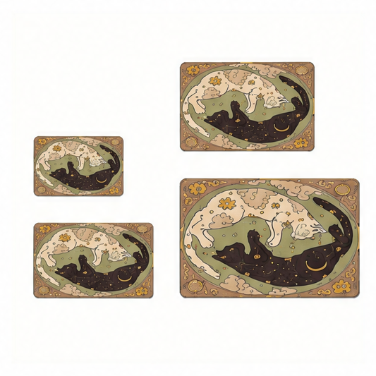 JupiGlow Outdoor Doormat, Yin Yang Cat Print, Fade-Resistant 100% Polyester Mat, Machine Made, Four Sizes
