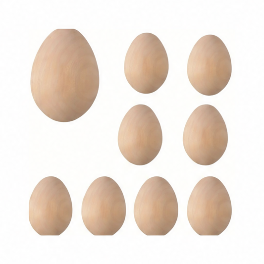 JupiGlow 8-Piece Unfinished Wooden Easter Eggs, Paintable DIY Craft Blanks for Easter Decorations, Home Projects and Holiday Gifts
