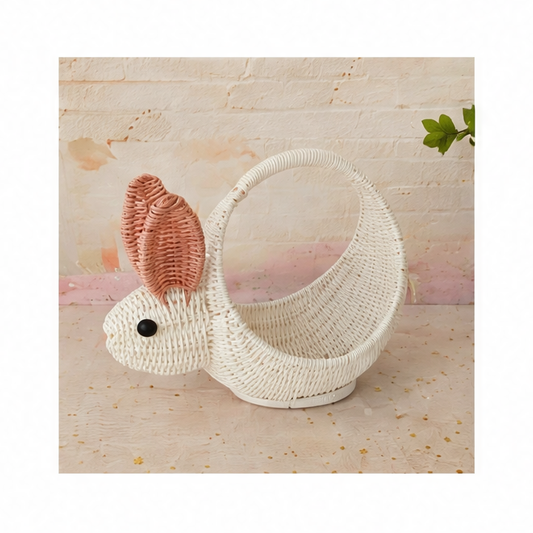 JupiGlow Handheld Rabbit Fruit Basket, Plastic Storage Decor with Multiple Uses, 25 cm or 26 cm Height for Easter Gift Giving