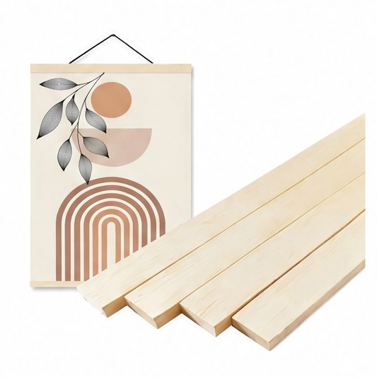 JupiGlow Abstract Magnetic Poster Hanger for Canvas Wall Art, 21–50cm, Pine, Teak, Gold, Silver, Black or White Wood