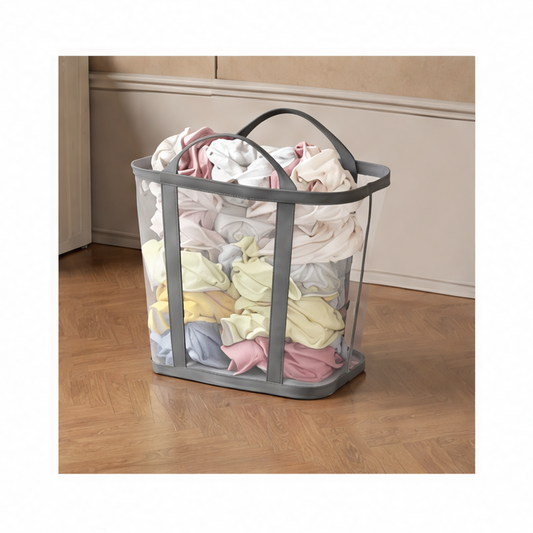 JupiGlow Foldable Wall-Mounted Laundry Hamper, Breathable Polyester Mesh Basket with Handles, 40 × 26 × 40 cm for Small Spaces