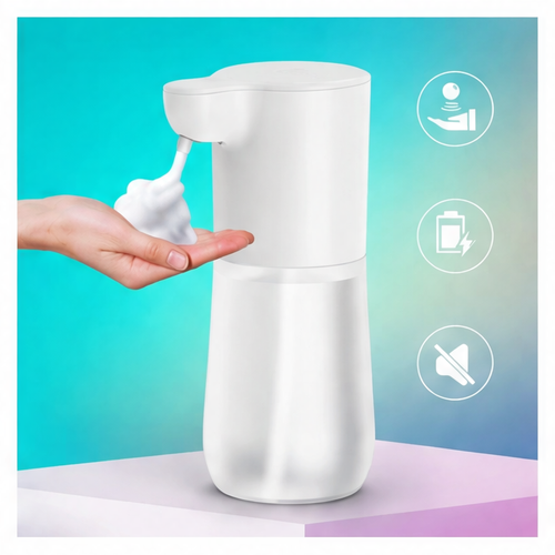 JupiGlow Automatic Touchless Foam Soap Dispenser, 350ml Infrared Sensor, 2000mAh Type-C Rechargeable for Bathroom