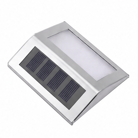 JupiGlow Solar LED Step Lights, Stainless Steel Outdoor Stair and Deck Fixtures, Automatic Night Sensor, 0-5W for Patio and Garden