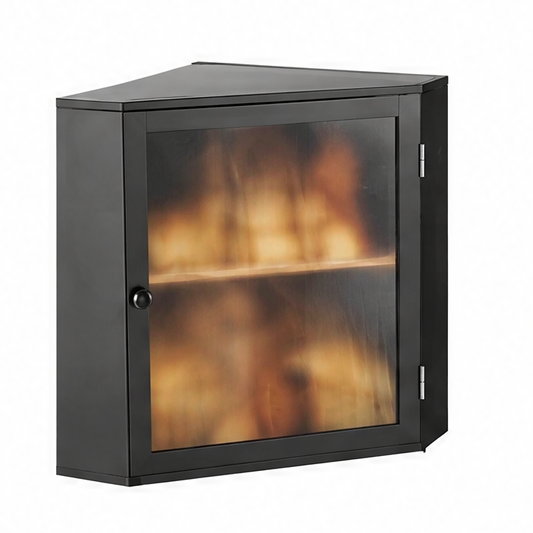 JupiGlow Corner Bread Box, Double-Layer Bamboo Storage Container with Adjustable Divider and Acrylic Wavy Door