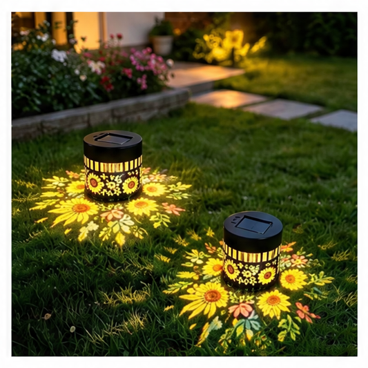 JupiGlow 2-Pack Solar Fence Lights, Sunflower Landscape Lighting for Garden Columns, Patios, Backyards and Courtyards
