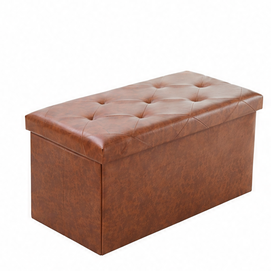 JupiGlow 30-Inch Folding Storage Ottoman, Synthetic Leather Seat, 660 lb Support, Memory Foam Comfort for Bedroom and Living Room