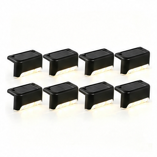 JupiGlow Solar Step Lights, 3000K Warm White LED Deck Lights, IP44 Weather Resistant, Auto On/Off, 8 or 16 Pack