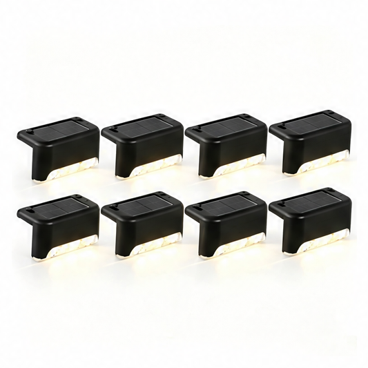 JupiGlow Solar Step Lights, 3000K Warm White LED Deck Lights, IP44 Weather Resistant, Auto On/Off, 8 or 16 Pack