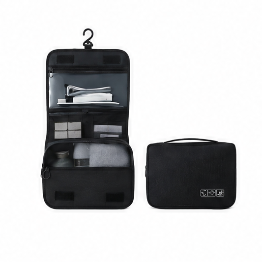 JupiGlow Hanging Toiletry Bag, Foldable Box-Shape Cosmetic Case with Solid Design for Business Trips and Travel Organization