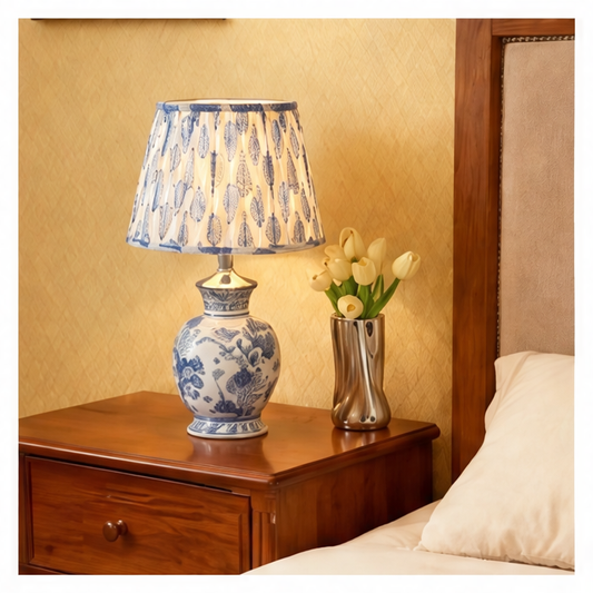 JupiGlow Ceramic Bedside Table Lamp, LED E27 Bulb, Knob Switch, 16–20W Contemporary Light with Multiple Styles and Plug Options