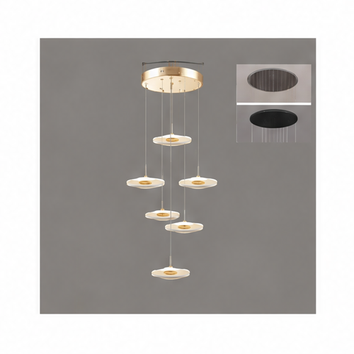 JupiGlow Modern LED Pendant Light, Dimmable Remote or App Control, 6–40 Heads, Adjustable Height for Living Rooms and Staircases