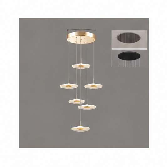 JupiGlow Modern LED Pendant Light, Dimmable Remote or App Control, 6–40 Heads, Adjustable Height for Living Rooms and Staircases