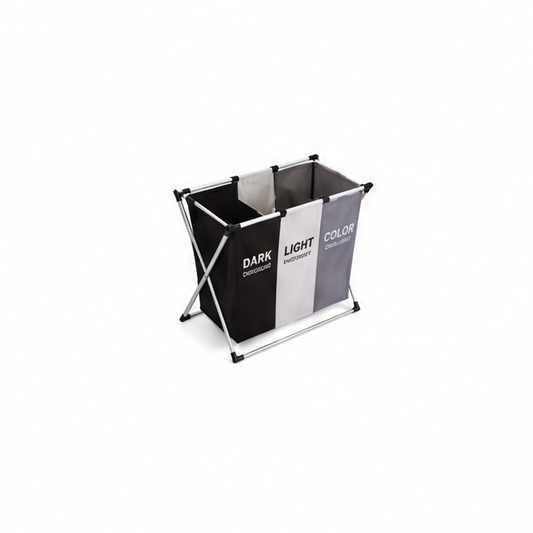 JupiGlow Foldable Laundry Basket, 3-Compartment Dark, Light and Color Sorter, Washable Bags, Handles for Home or Dorm