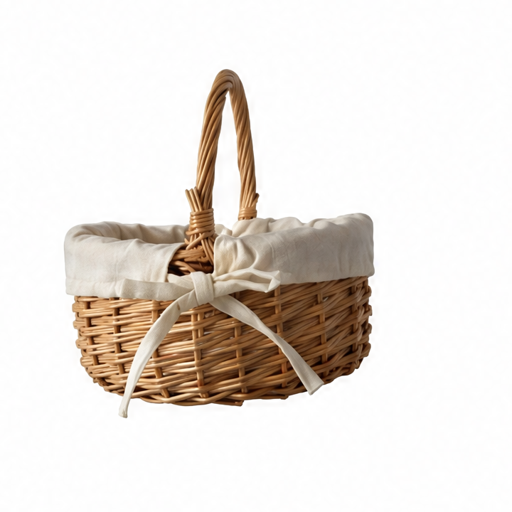 JupiGlow Woven Bamboo Basket with Handle, Adjustable Waterproof, 20cm, 1-Piece