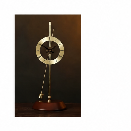 JupiGlow Circular Metal Desk Clock, Simple Mantel Accent in Gold or White for Living Room, Office and Bedside Décor