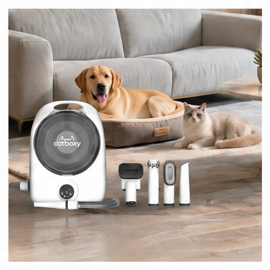 JupiGlow 5-in-1 Pet Grooming Vacuum Kit, 2.5L Capacity, 5 Blow Settings, 3 Suction Levels, Low-Noise Hair Cleaner for Dogs and Cats