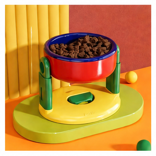 JupiGlow Elevated Dog Bowl Stand, Adjustable Raised Plastic Feeder with Suction Base and Anti-Tip Design for Dogs and Cats