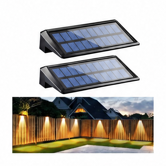 JupiGlow Solar Garden Lights, 2-Pack LED Fence Lamps, 800mAh Battery, Warm or Gradient Light for Patio and Yard