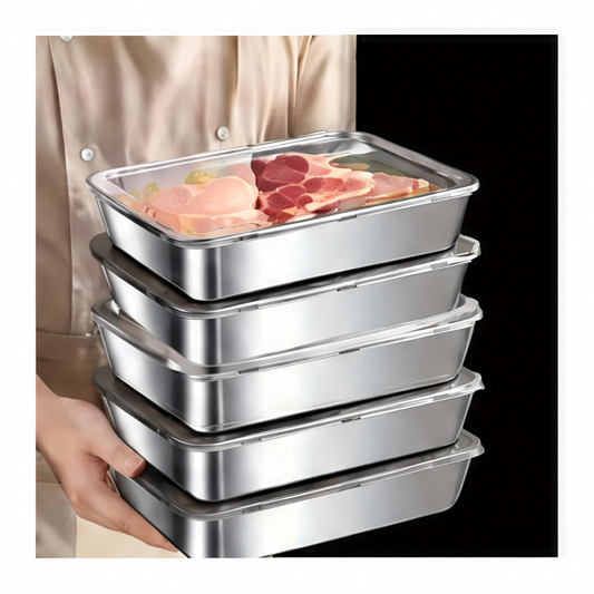 JupiGlow Reusable Metal Food Storage Containers, Stackable Kitchen Containers with Sealed Lids, 2, 3 or 5-Piece Sets