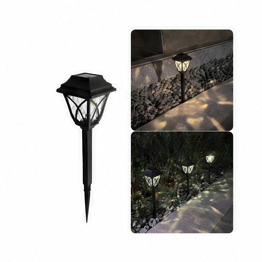 JupiGlow Solar Pathway Lights, Waterproof LED Lawn Lamps with Auto On/Off, Warm White, Purple or RGB Light for Garden Walkways