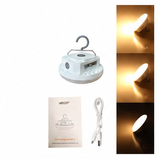 JupiGlow Rechargeable LED Camping Lantern, Magnetic Hook, USB and Type-C 2A Charging, 4 Light Levels, 15W or 30W Options