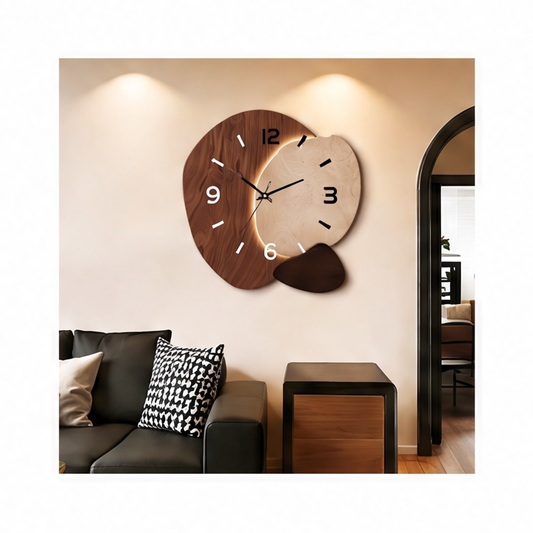 JupiGlow Modern Abstract Wall Clock, Wall-Mount Design with Muted Speaker Feature and 30x30 to 60x60 Size Options