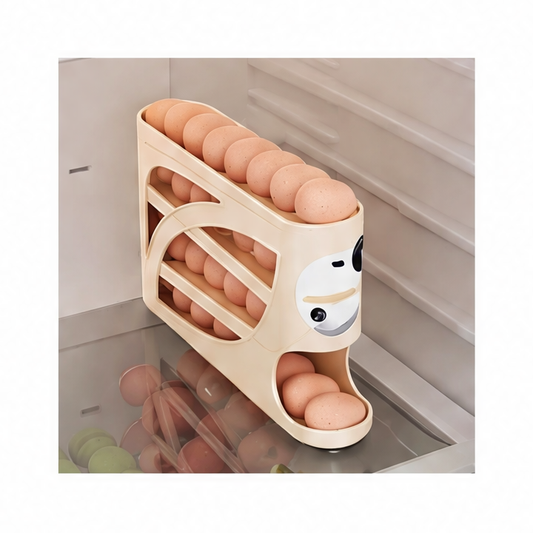 JupiGlow 4-Tier Refrigerator Egg Organizer, Gravity-Fed Rolling Dispenser, 28–30 Egg Capacity, BPA-Free Plastic for Fridge Storage