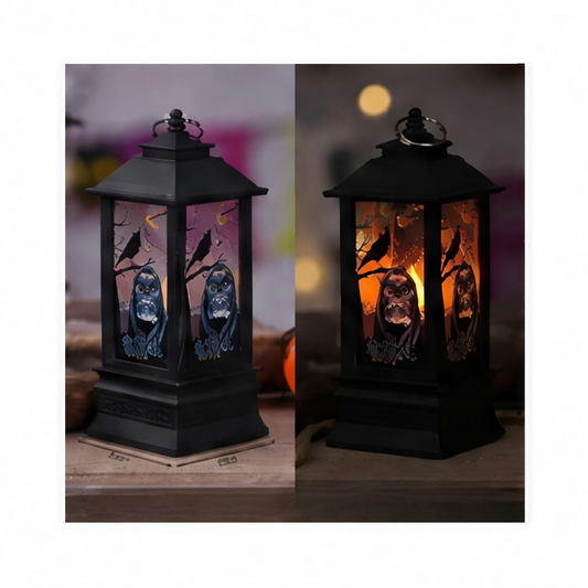 JupiGlow LED Lantern, Electronic Rectangular Plastic Decorative Light with 17 Design Options for Halloween and Festive Displays