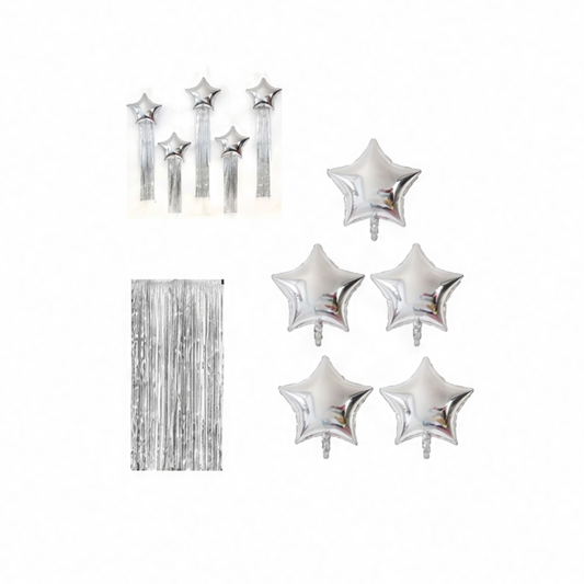 JupiGlow Five-Point Star Balloon and Tassel Curtain Set, Multiple Styles for Birthday Parties, Weddings and Celebrations