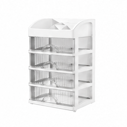 JupiGlow 5-Tier Drawer Organizer, Transparent Cosmetic Storage Box, Waterproof PP Vanity Shelf for Makeup, Skincare and Stationery