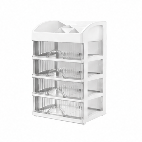 JupiGlow 5-Tier Drawer Organizer, Transparent Cosmetic Storage Box, Waterproof PP Vanity Shelf for Makeup, Skincare and Stationery