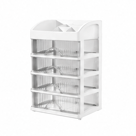 JupiGlow 5-Tier Drawer Organizer, Transparent Cosmetic Storage Box, Waterproof PP Vanity Shelf for Makeup, Skincare and Stationery