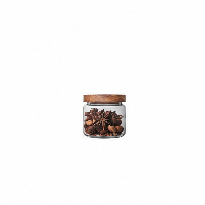 JupiGlow Glass Airtight Cereal Container with Wood Lid, Japan-Style Kitchen Storage Jar, 250 ml to 1550 ml Sizes