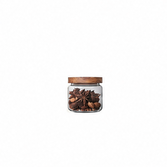 JupiGlow Glass Airtight Cereal Container with Wood Lid, Japan-Style Kitchen Storage Jar, 250 ml to 1550 ml Sizes