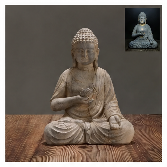 JupiGlow Solar Buddha Garden Statue, Resin Meditation Sculpture with Auto-Sensing Light, 18 x 13 x 24 cm for Patio, Porch and Home