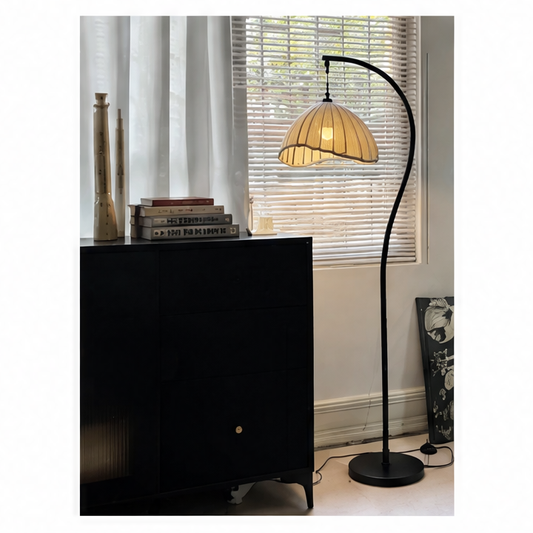 JupiGlow Modern LED Floor Lamp, 155 cm Fabric Shade, Iron Body, 11–15W AC Standing Light with Button Switch for Foyer