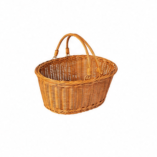 JupiGlow Woven Garden Harvest Basket, Handled PE Fruit and Picnic Carrier, Open-Weave Storage Basket in Small or Large Size