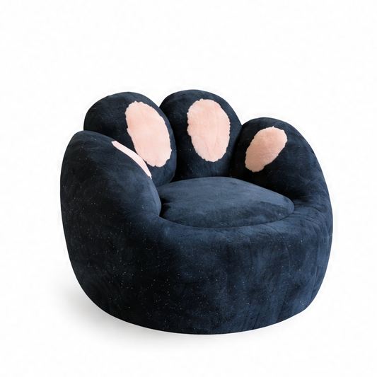 JupiGlow Faux Fur Memory Foam Bean Bag Chair, Bear Paw Floor Sofa for Adults, Reading, Gaming and Relaxing, Blue