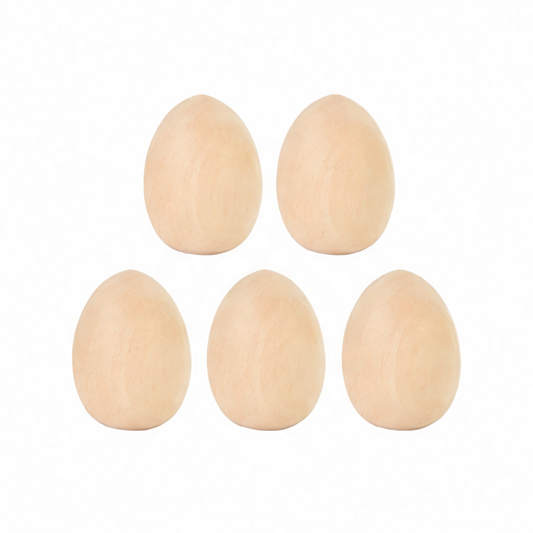 JupiGlow 5-Piece Unfinished Wooden Easter Eggs, DIY Craft Ornaments for Party Décor, Handmade Gifts and Basket Fillers