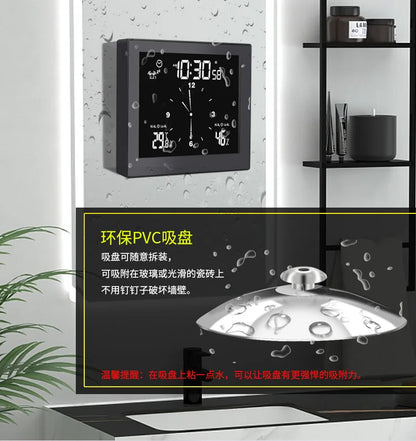 Digital Bathroom Wall Clock, IPX4 Water-Resistant LCD with Temperature, Humidity, Countdown Timer and Dual Alarms - product view 6