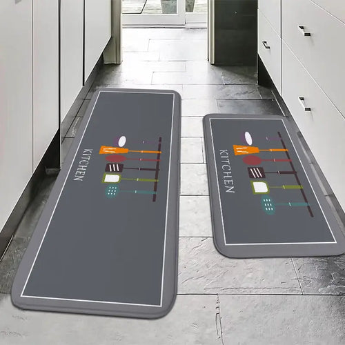 Kitchen Mat, Printed Anti-Slip Polyester Floor Rug with Rubber Backing, Fade-Resistant Bathroom Runner, Multiple Sizes - product view 1
