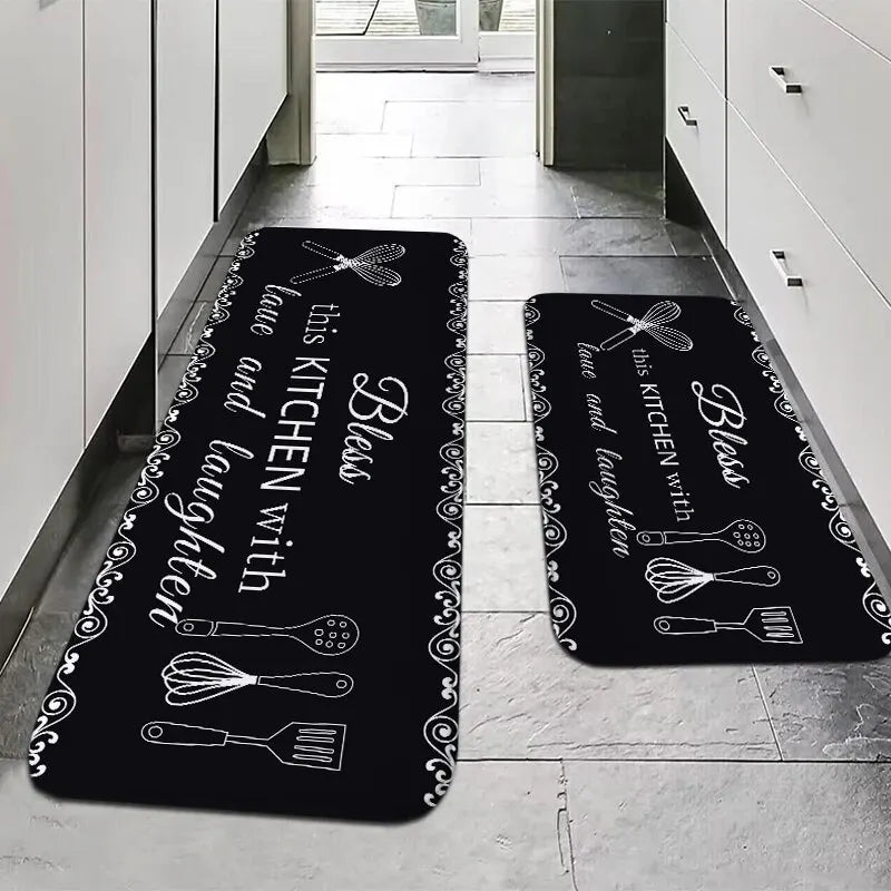 Kitchen Mat, Printed Anti-Slip Polyester Floor Rug with Rubber Backing, Fade-Resistant Bathroom Runner, Multiple Sizes - product view 2
