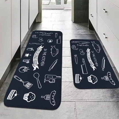 Kitchen Mat, Printed Anti-Slip Polyester Floor Rug with Rubber Backing, Fade-Resistant Bathroom Runner, Multiple Sizes - product view 3