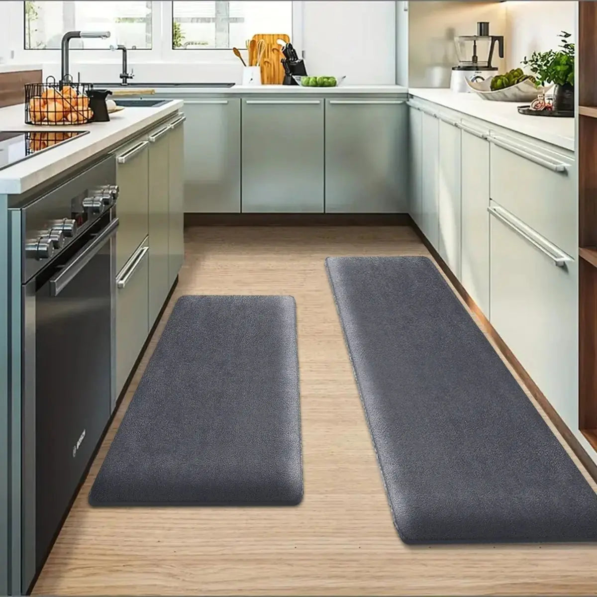 Striped Kitchen Floor Mat, Thickened Polyester, PVC Backing, Absorbent Non-Slip Runner for Bathroom, Bedroom and Kitchen - product view 6